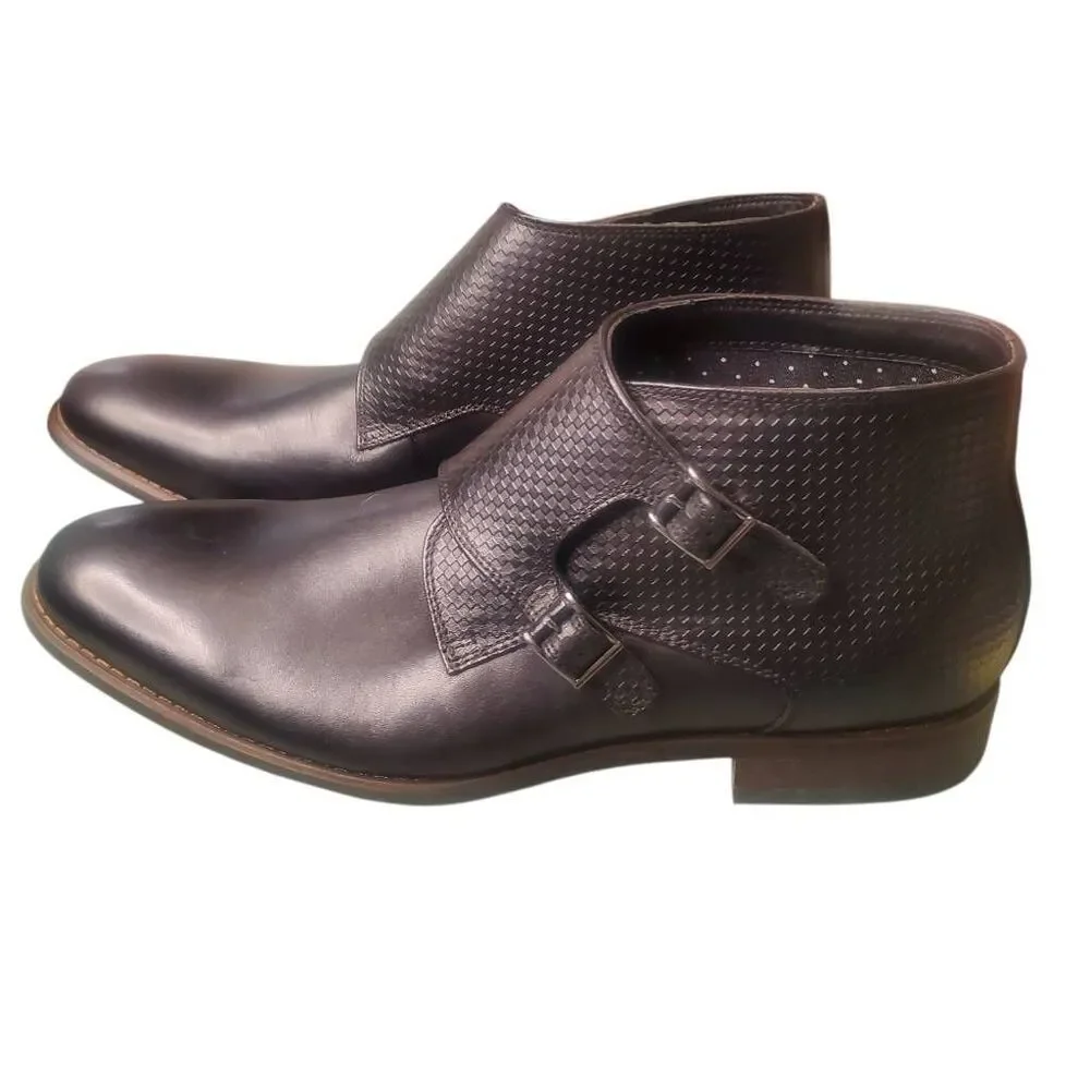 La Milano Gino II Black Leather Monk Strap Shoes Boots Size 12